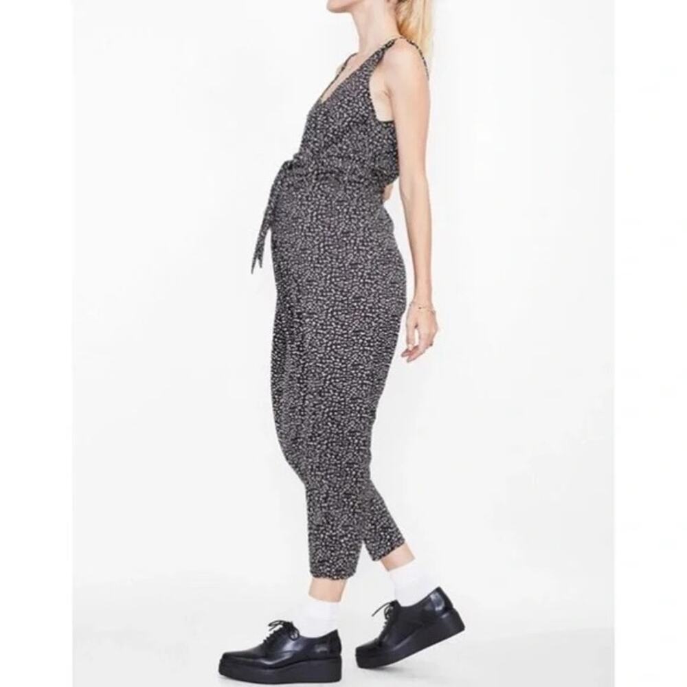 HATCH Jumpsuit Maternity 2 Medium Wrap Around Black Satin